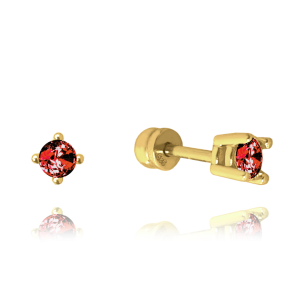 MINET Gold screw earrings with red zircons Au 585/1000 1,15g JMG0076RGE00