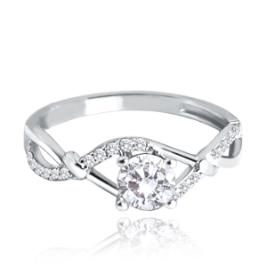 MINET White gold engagement ring with white zircon Au 585/1000 size 55 - 1,80g JMG0213WSR55