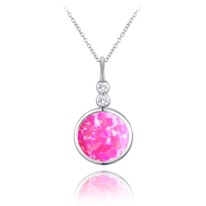 MINET Silver necklace with pink opal and white zircons JMAS0226PN45