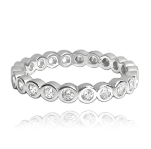 MINET Silver ball ring with white cubic zirconia size 51 JMAS0122WR51