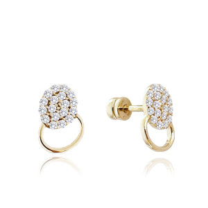 MINET Gold stud earrings double rings with white zircons Au 585/1000 1,35g JMG0181WGE00