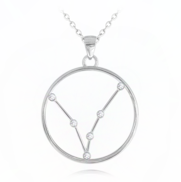 MINET Stříbrný náhrdelník Stars znamení RYBY Czech Crystal JMAS9503SN45