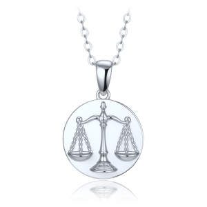 MINET Silver Libra Zodiac Sign Necklace JMAS9610SN50
