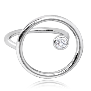 MINET Silver open ring with cubic zirconia size 54 JMAS0154SR54