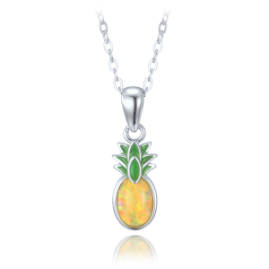 MINET Dětský stříbrný náhrdelník ananas se žlutým opálem JMAS8061YN42