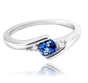 MINET Elegant silver ring with dark blue cubic zirconia size 61 JMAN0046MR61