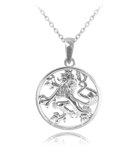 MINET Stříbrný náhrdelník ČESKÝ LEV v kroužku JMAN0036LN50