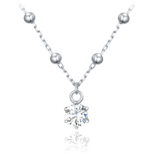 MINET Silver bead necklace with white cubic zirconia JMAS0233SN45