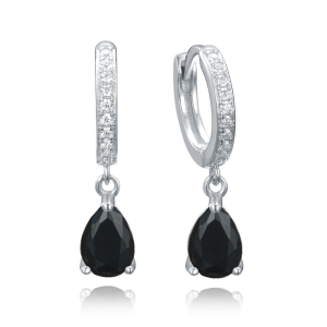MINET Luxury silver earrings with white and black cubic zirconia JMAN0554NE00