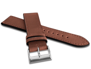 LAVVU LSZUE22 Hnedý prešívaný remienok SLIM z luxusnej kože Top Grain - 22 mm