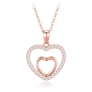 MINET Rose gold silver necklace with heart and white zircons JMAN0670RN45