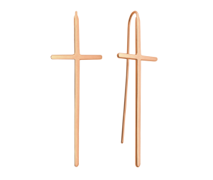 MINET Luxusní pozlacené rose gold stříbrné náušnice KŘÍŽE JMAS0063RE00
