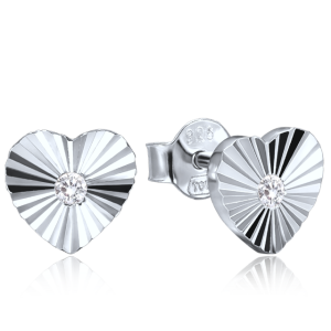 MINET Discreet silver heart earrings with zircons JMAS0325SE00