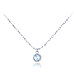 MINET Delicate white gold necklace with blue zircon Au 585/1000 1.55g JMG0318BSN46