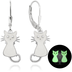 MINET Lesklé biele detské strieborné náušnice CATS JMAD0024WE00
