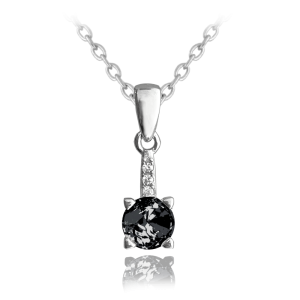 MINET Elegantný strieborný náhrdelník s čiernym zirkónom JMAS0150NN45