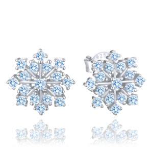 MINET Silver snowflake earrings with blue cubic zirconia JMAS8055AE00