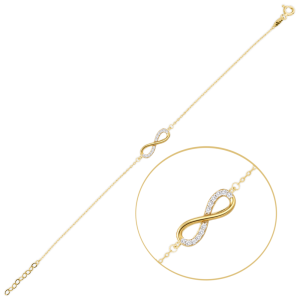 MINET Elegant Gold Infinity Bracelet with White Zirconia, 585/1000 Gold, 1.20 g, JMG0266WGB19
