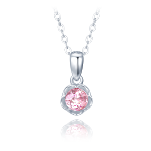 MINET Silver flower necklace with pink zircon JMAD0051PN38