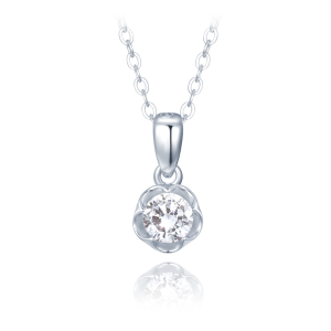 MINET Silver flower necklace with white zircon JMAD0051SN38