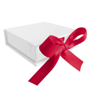 MINET XBJXWV2 White Magnetic Jewelry Box with Dark Pink Ribbon
