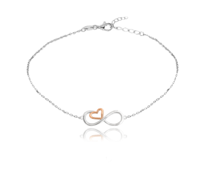 MINET Rose gold silver ankle chain FOREVER LOVE JMAN0391RB27