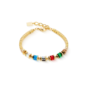 Sparkling Cubes Fusion Chain gold-multicolour COEUR DE LION bracelet 2100/30-1516