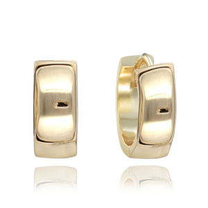 MINET Elegantní zlaté náušnice široké kroužky Au 585/1000 1,30g JMG0206WGE00