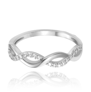 MINET Překřížený stříbrný prsten s bílým zirkonem vel.61 JMAN0510SR61