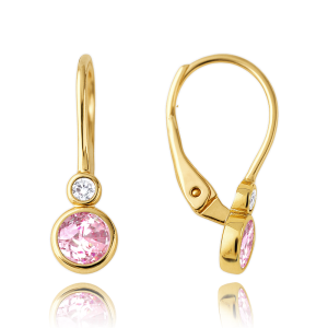 MINET Children's gold earrings with white and pink zircons Au 585/1000 1,70g JMG0268PGE00