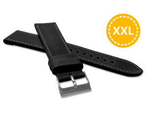 LAVVU LSAXB22 XXL Extended Stitched Black SPORT Strap Made from Premium Top Grain Leather – 22 XXL