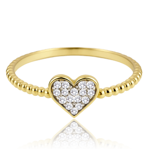 MINET Gold heart ring with white zircons Au 585/1000 size 54 - 1.15g JMG0034WGR14