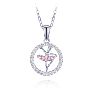 MINET Silver ballet necklace with pink cubic zirconia JMAD0056PN45
