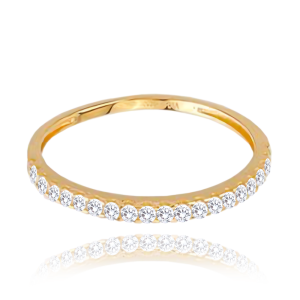 MINET Zlatý prsten s bílými zirkony Au 585/1000 vel. 64 - 1,10g JMG0098WGR64