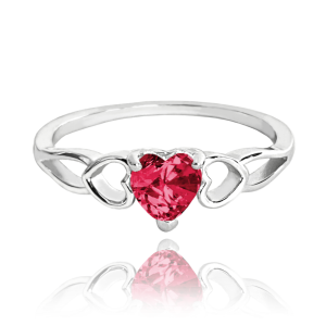 MINET Silver ring LOVE with red heart cubic zirconia size 55 JMAS0181CR55