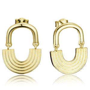 MINET Moderné pozlátené strieborné náušnice JMAS0320GE00