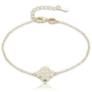 MINET Gold-plated silver four-leaf clover bracelet with white zircons JMAS7058UB19