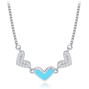 MINET Silver heart necklace with white cubic zirconia JMAS0251AN45