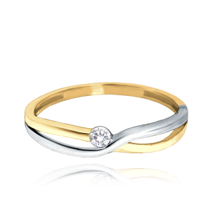 MINET Zlatý křížený prsten v kombinaci žlutého a bílého zlata Au 585/1000 vel. 56 - 1,30g JMG0211WGR56