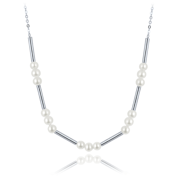 MINET Stříbrný náhrdelník s přírodními perlami JMAS7059SN42