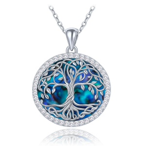 MINET Silver tree of life necklace with white zircons and mother-of-pearl JMAN5027SN45