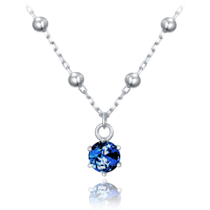 MINET Silver bead necklace with blue cubic zirconia JMAS0233BN45