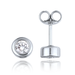 MINET Elegant white gold earrings with white zircons Au 585/1000 1,35g JMG0273WSE01