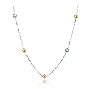 MINET Three-Tone Delicate Silver Necklace with Bead JMAS0342TN43