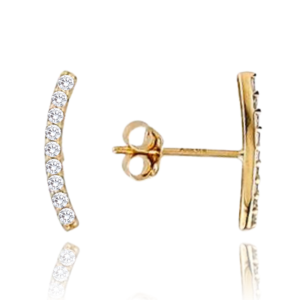 MINET Elegantné zlaté náušnice s bielymi zirkónmi Au 585/1000 0,60g JMG0146WGE00