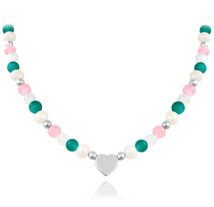 MINET Stříbrný náhrdelník s přírodními perlami a barevnými kuličkami - Ag 925/1000 21,80g JMAN7006ZN45
