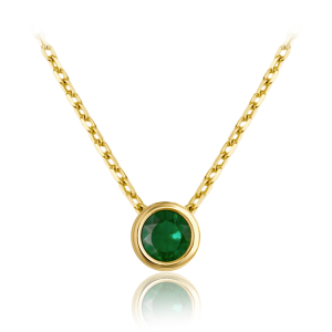 MINET Jemný zlatý náhrdelník so zeleným zirkónom Au 585/1000 1,85 g JMG0311GGN46