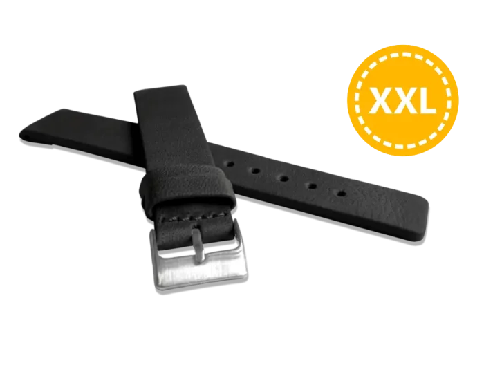 LAVVU LSCXB20 XL Extended Black Plain Strap Made from Premium Top Grain Leather – 20 mm
