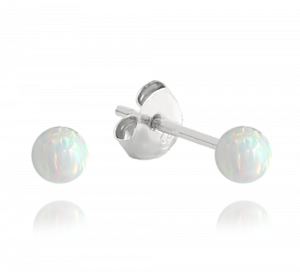 MINET Stříbrné náušnice KULIČKY s bílými opálky 3mm JMAS0151WE03