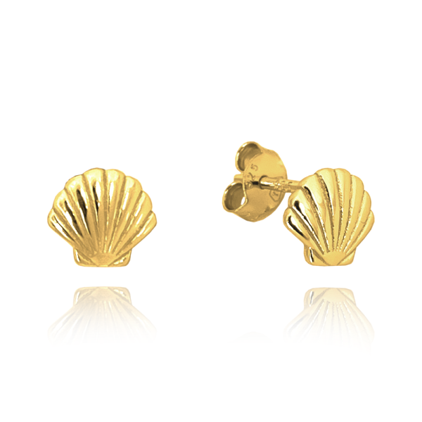 MINET Letní pozlacené stříbrné náušnice MUŠLE JMAS8049GE00